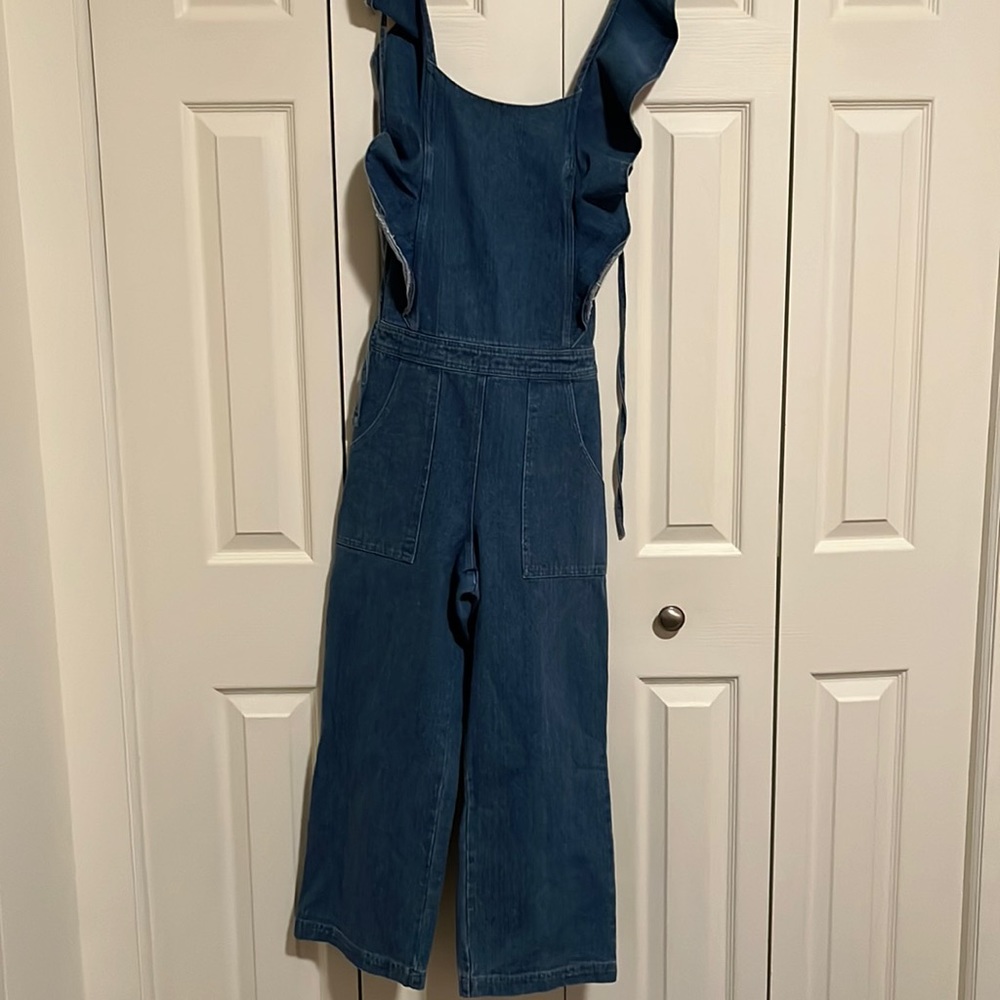 Sugarlips Denim Blue Ruffle-Strap Jumpsuit